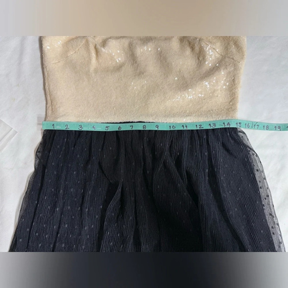 DRESS THE POPULATION Cream sequin KADY w/black tulle skirt cocktail dress size L - Picture 12 of 13